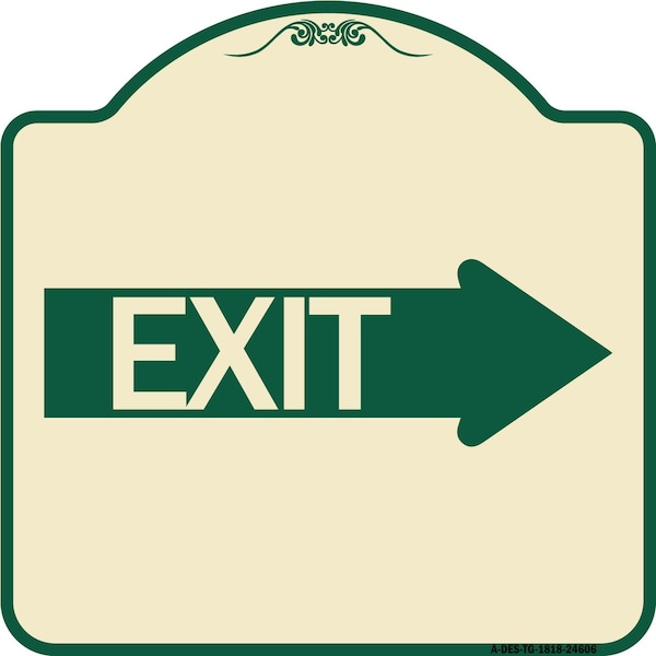 Exit With Right Arrow Heavy-Gauge Aluminum Architectural Sign, 18" H, 18" L, TG-1818-24606